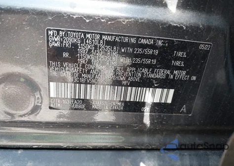 2022 Toyota Rav4 Xle Premium из США, поврежденный, VIN 2T3C1RFV5NC195230